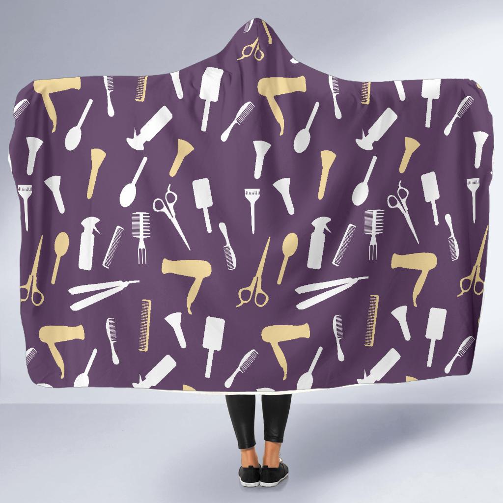 Pattern Print Hair Stylist Hooded Blanket-grizzshop