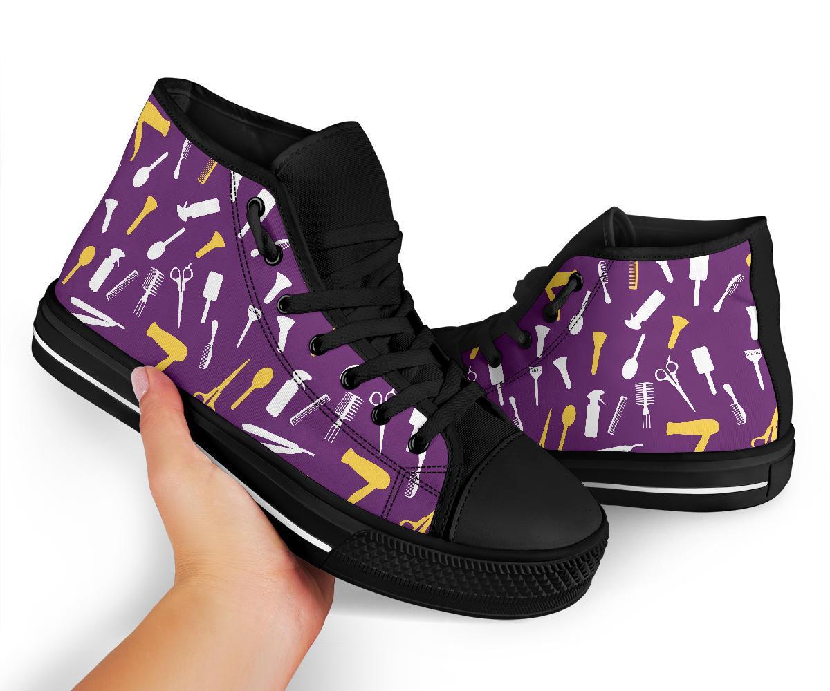 Pattern Print Hair Stylist Men Women's High Top Shoes-grizzshop