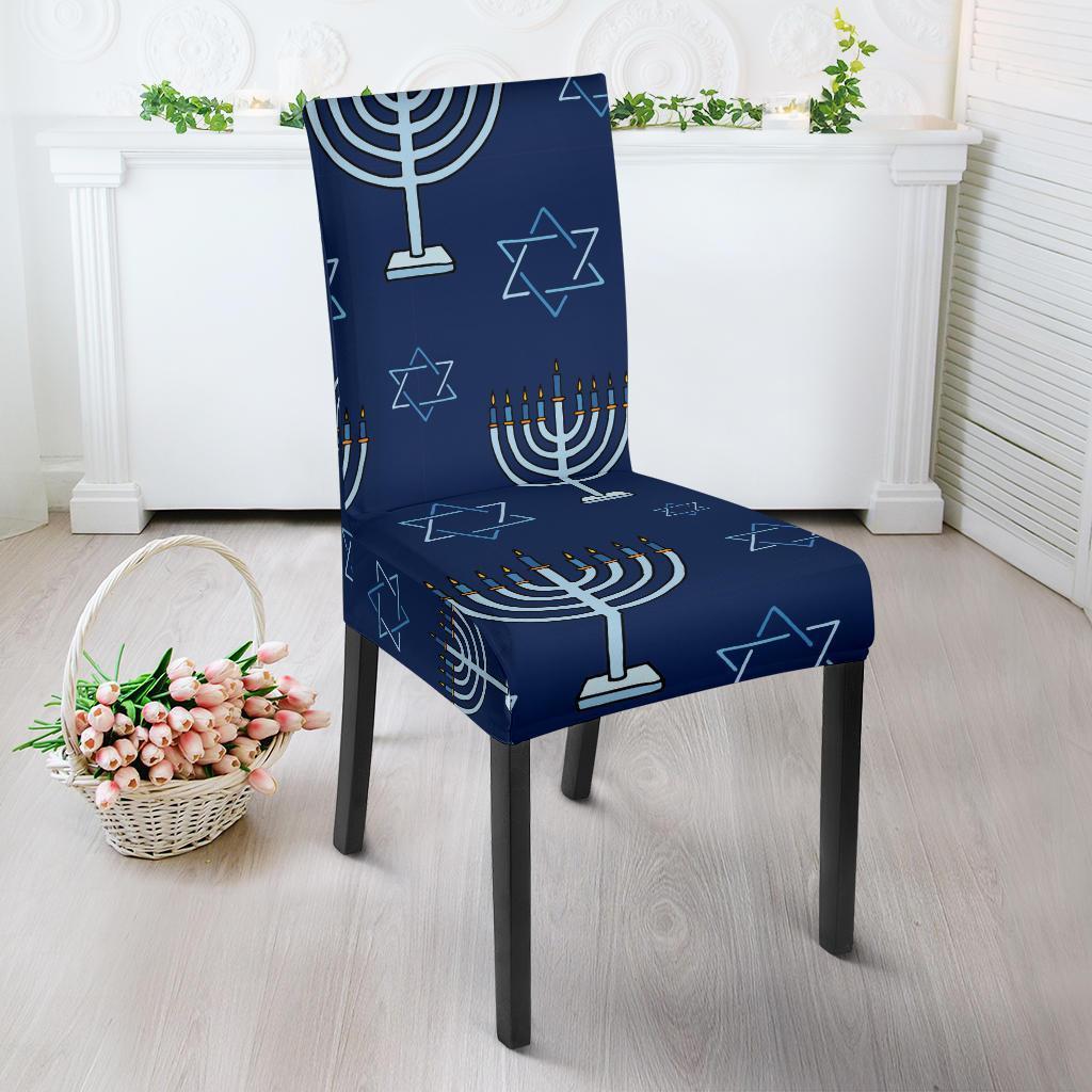 Pattern Print Hanukkah Chair Cover-grizzshop