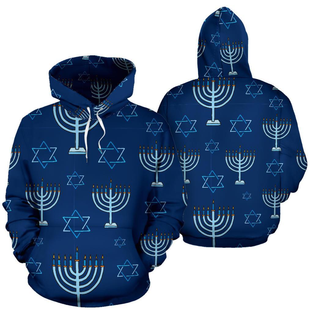 Pattern Print Hanukkah Men Women Pullover Hoodie-grizzshop
