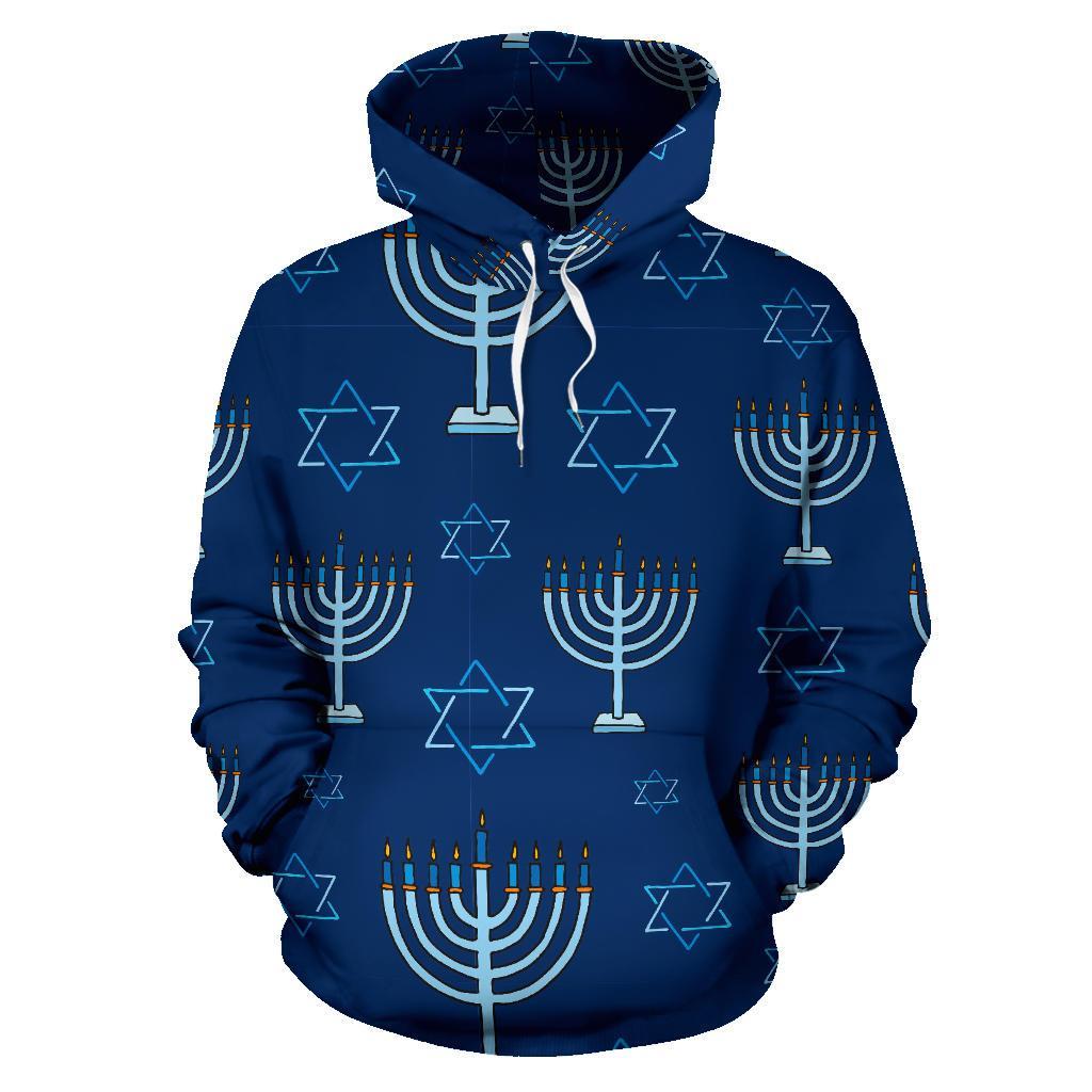 Pattern Print Hanukkah Men Women Pullover Hoodie-grizzshop