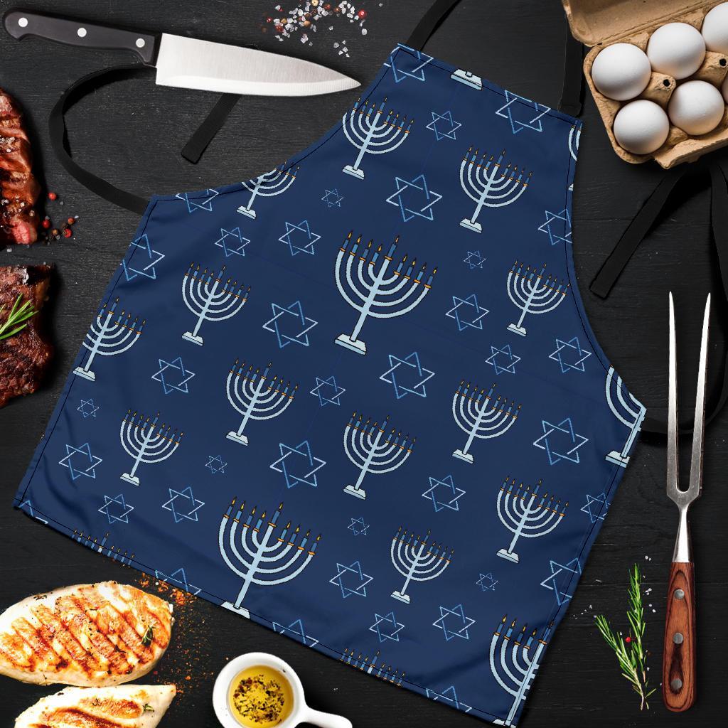 Pattern Print Hanukkah Men's Apron-grizzshop