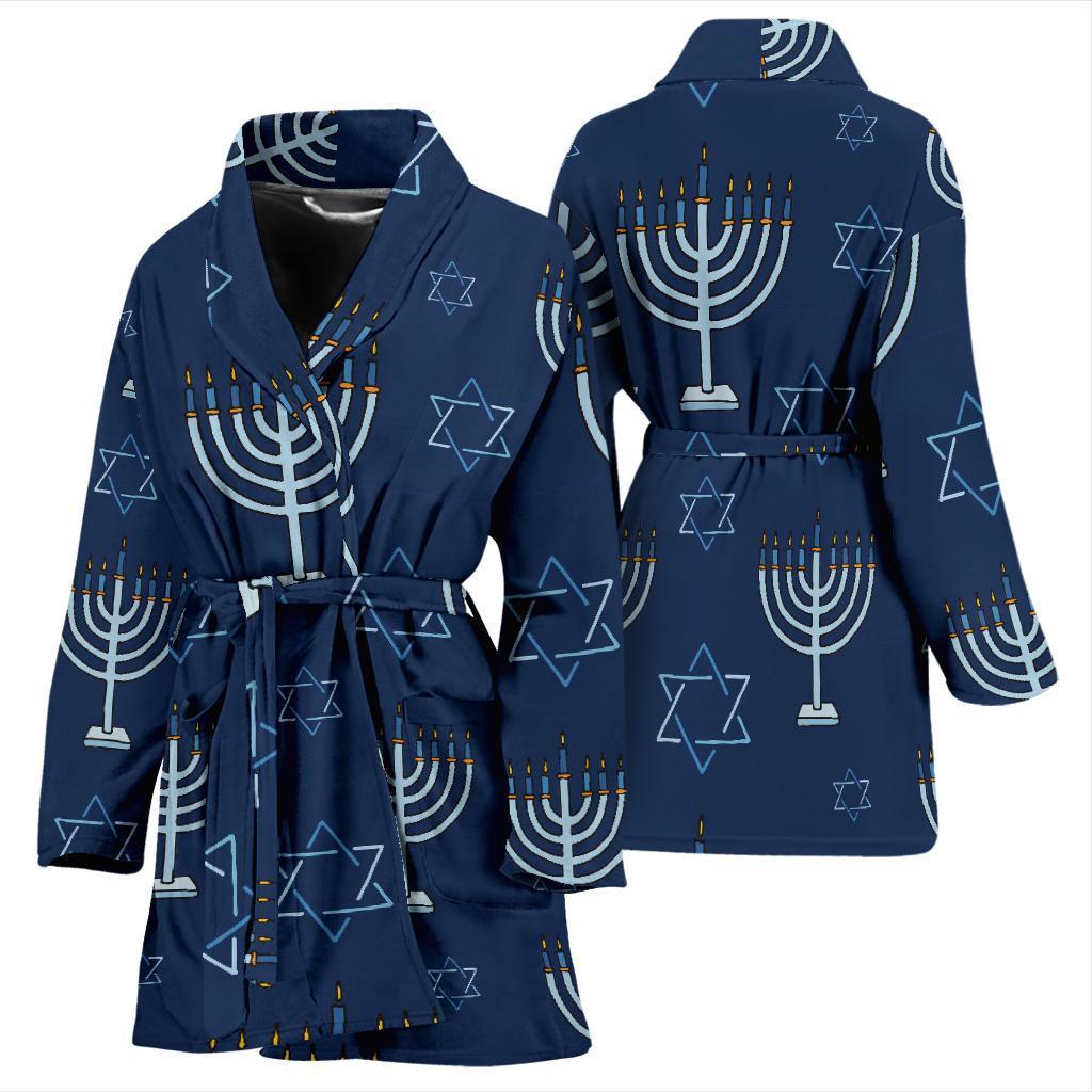 Pattern Print Hanukkah Women Long Robe-grizzshop