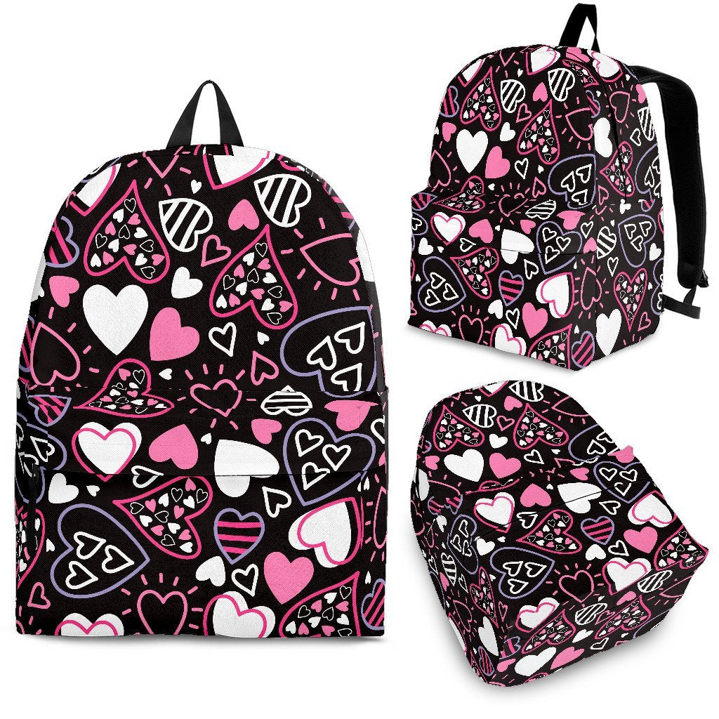 Pattern Print Heart Backpack-grizzshop