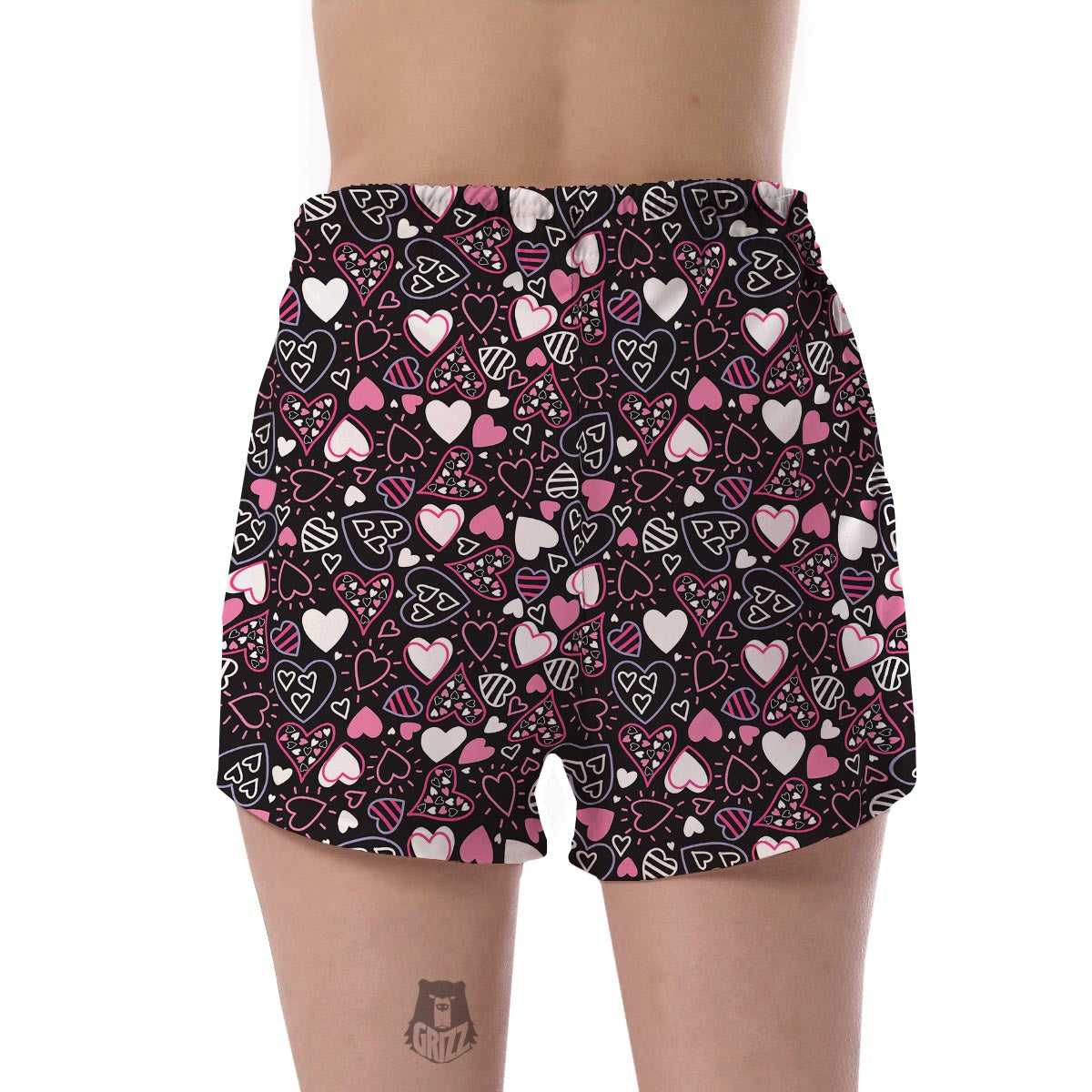 Pattern Print Heart Women's Shorts-grizzshop