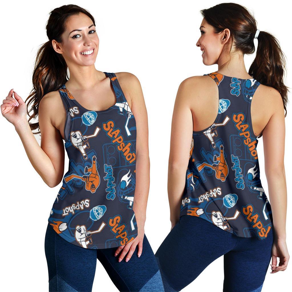 Pattern Print Hockey Racerback Tank Tops-grizzshop