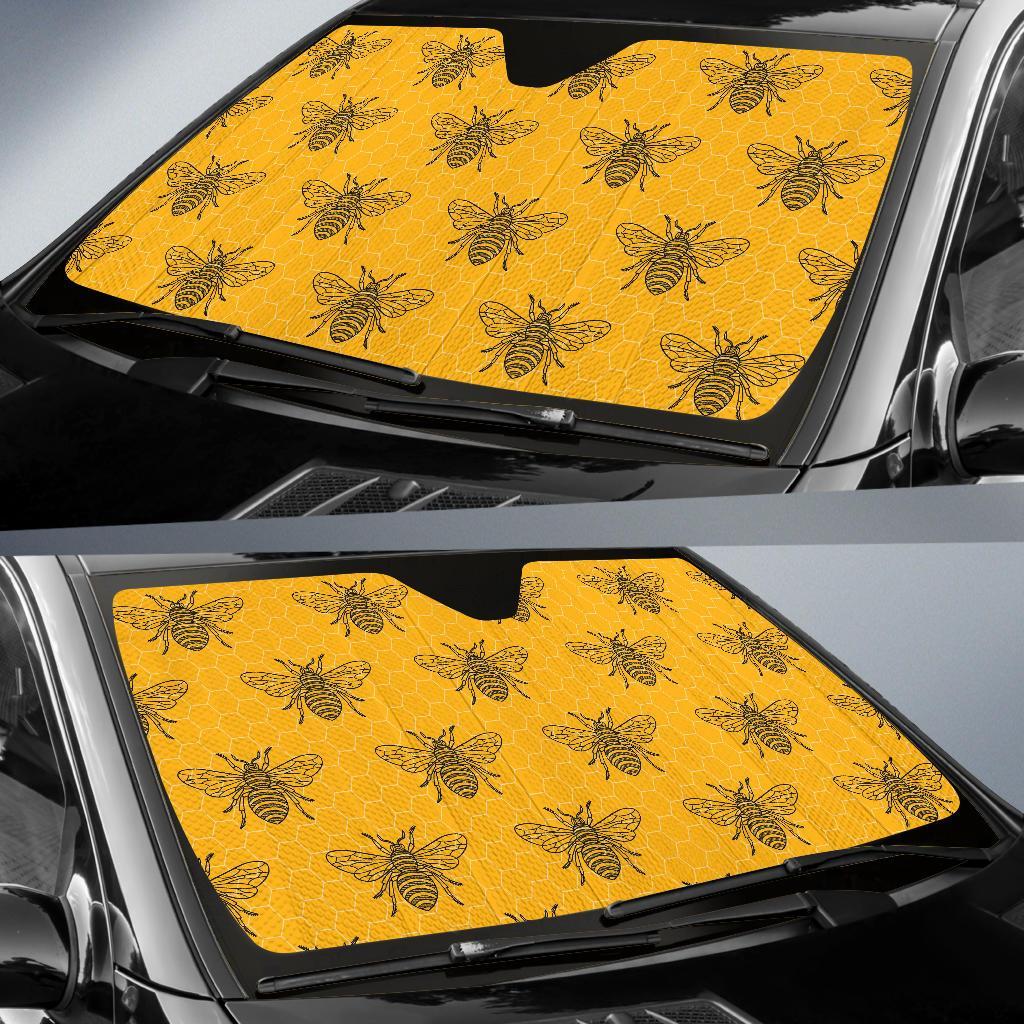 Pattern Print Honey Bee Diagram Gifts Car Sun Shade-grizzshop