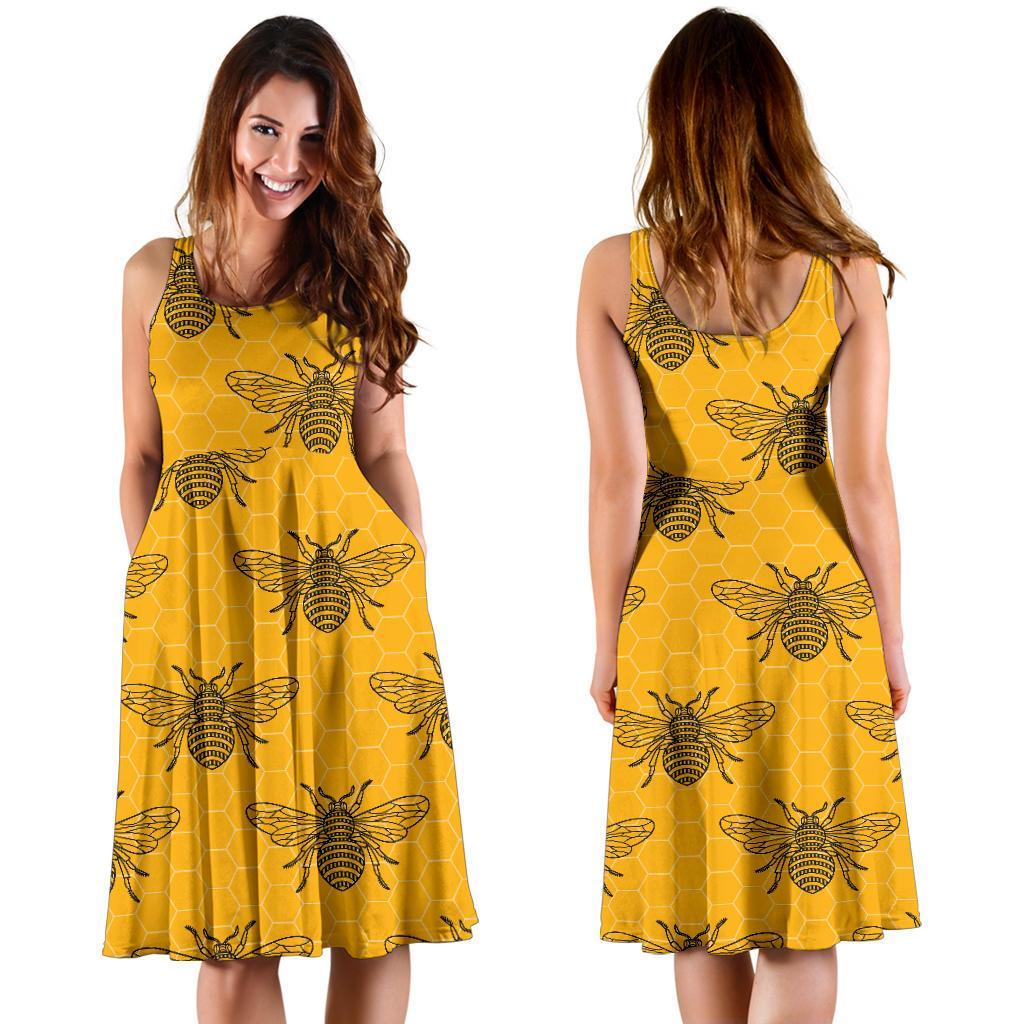 Pattern Print Honey Bee Diagram Gifts Dress-grizzshop
