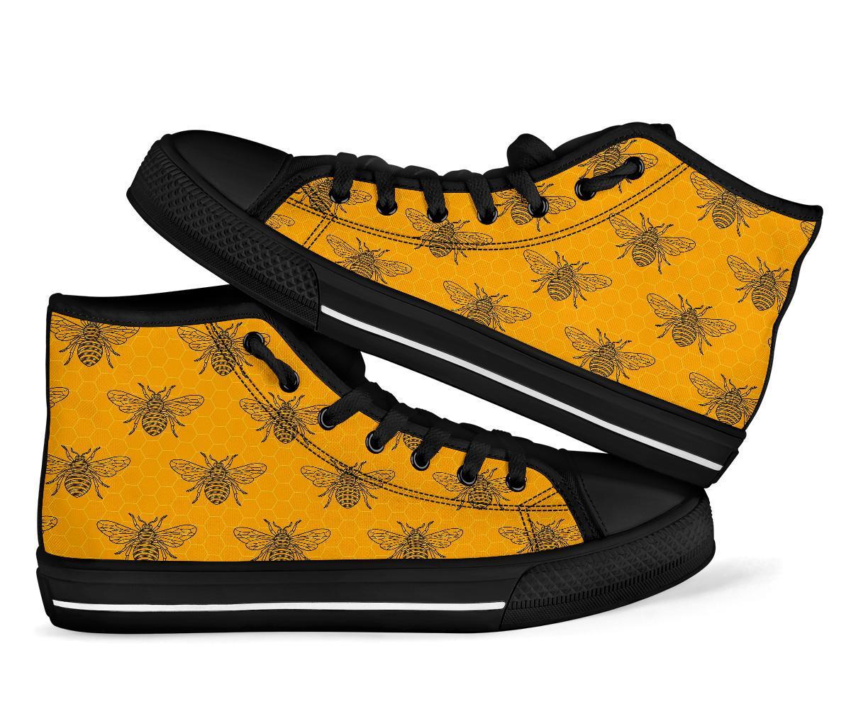 Pattern Print Honey Bee Diagram Gifts Men Women's High Top Shoes-grizzshop