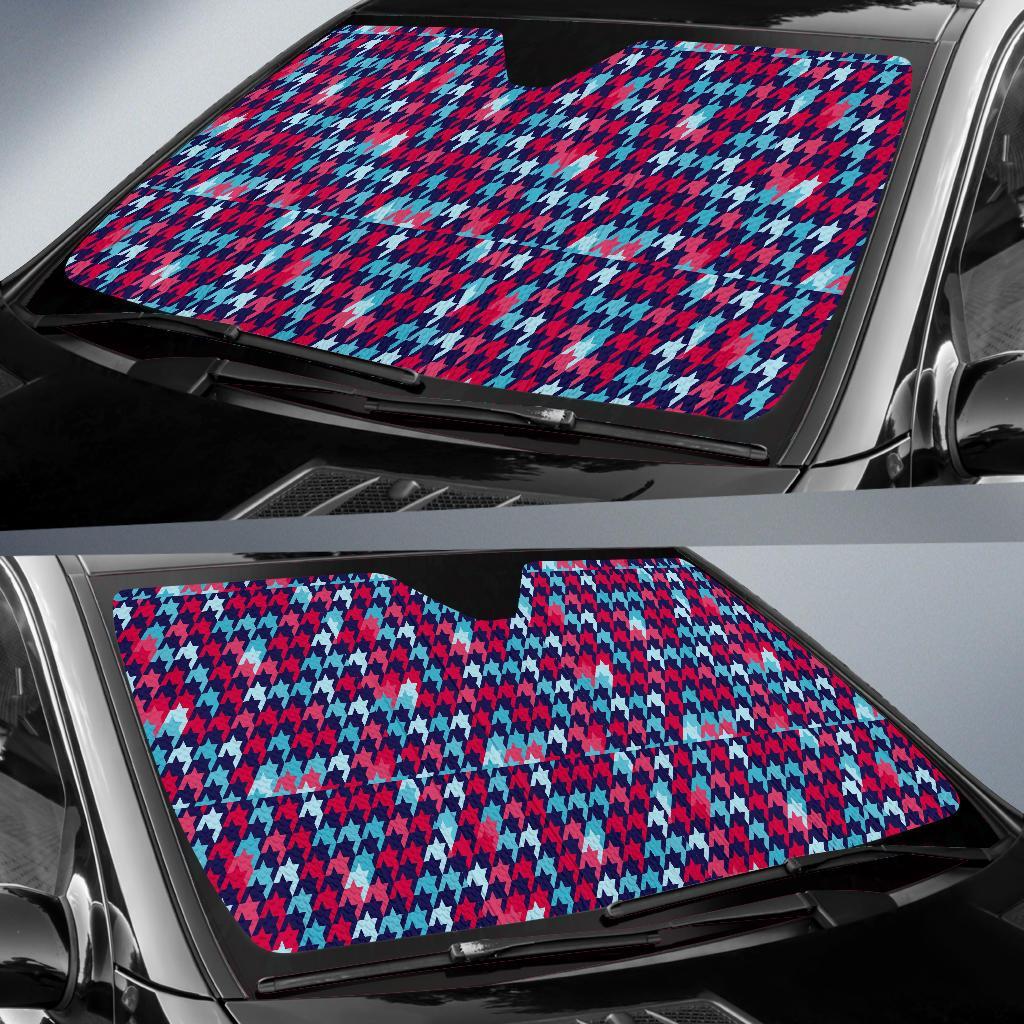 Pattern Print Houndstooth Car Sun Shade-grizzshop