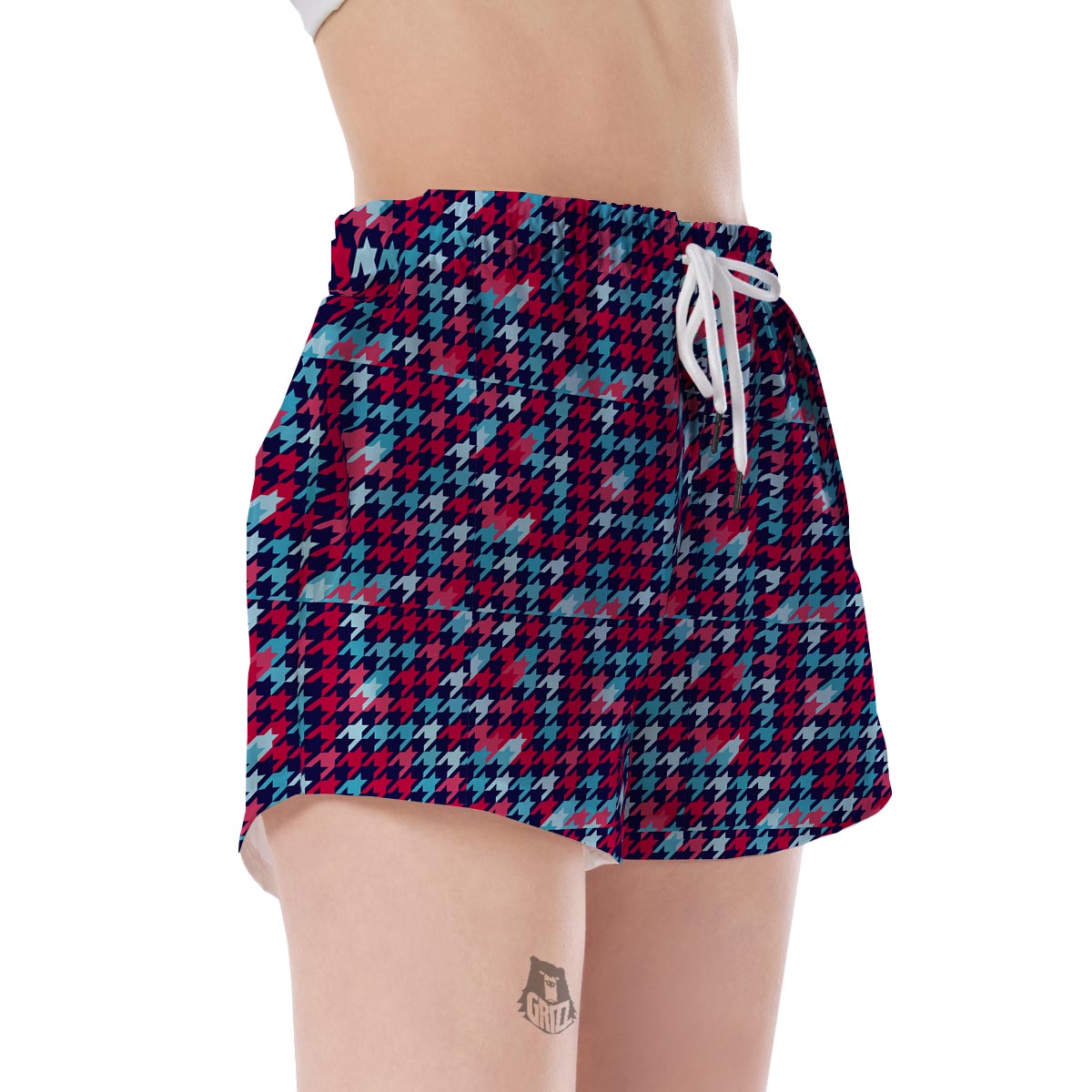 Pattern Print Houndstooth Women's Shorts-grizzshop