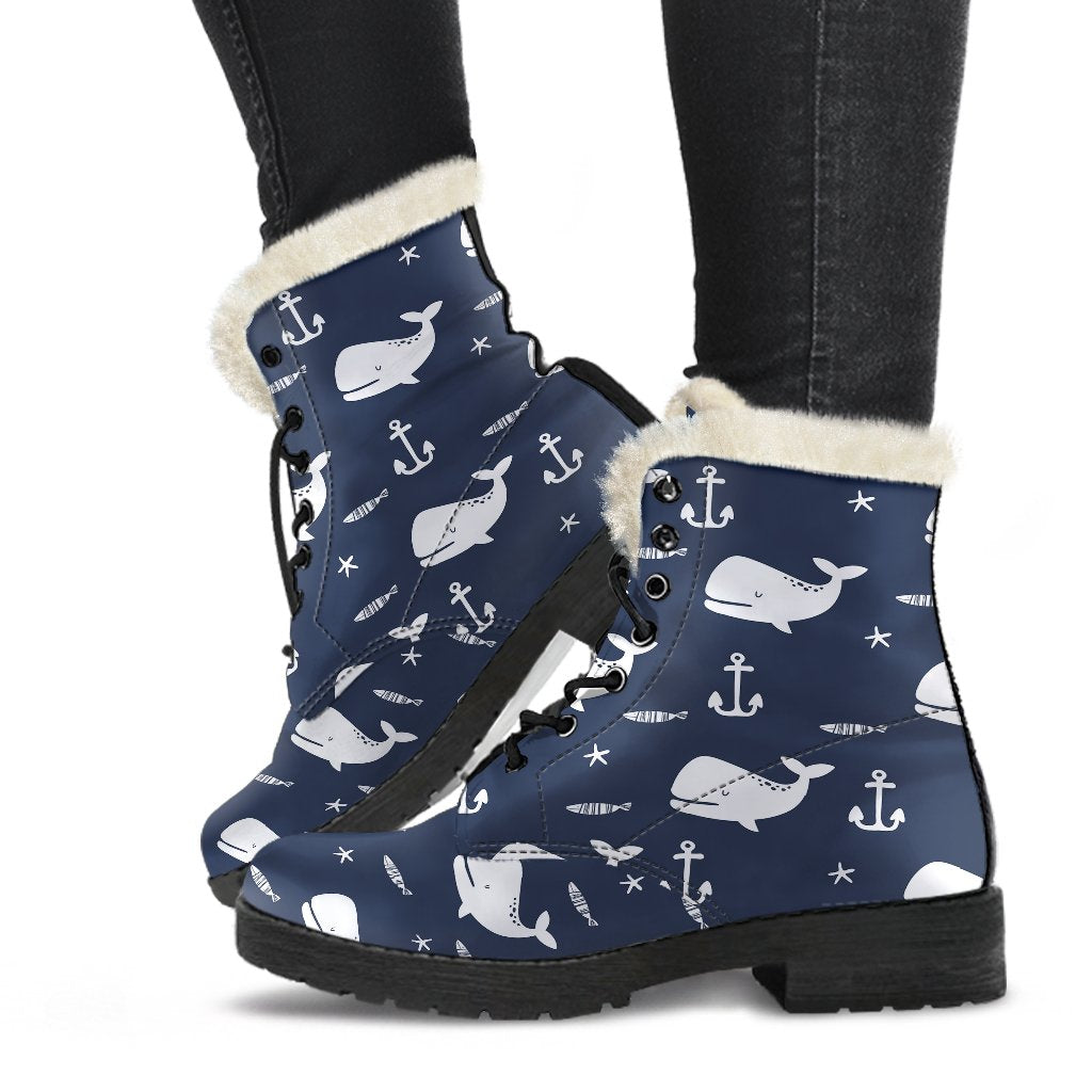 Pattern Print Humpback Whale Comfy Winter Boots-grizzshop