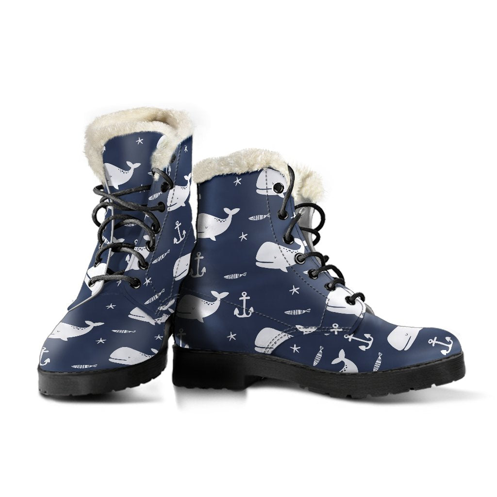 Pattern Print Humpback Whale Comfy Winter Boots-grizzshop