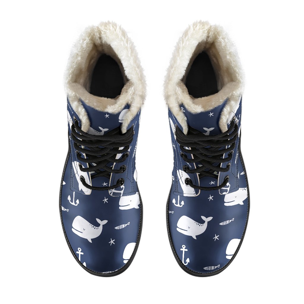 Pattern Print Humpback Whale Comfy Winter Boots-grizzshop