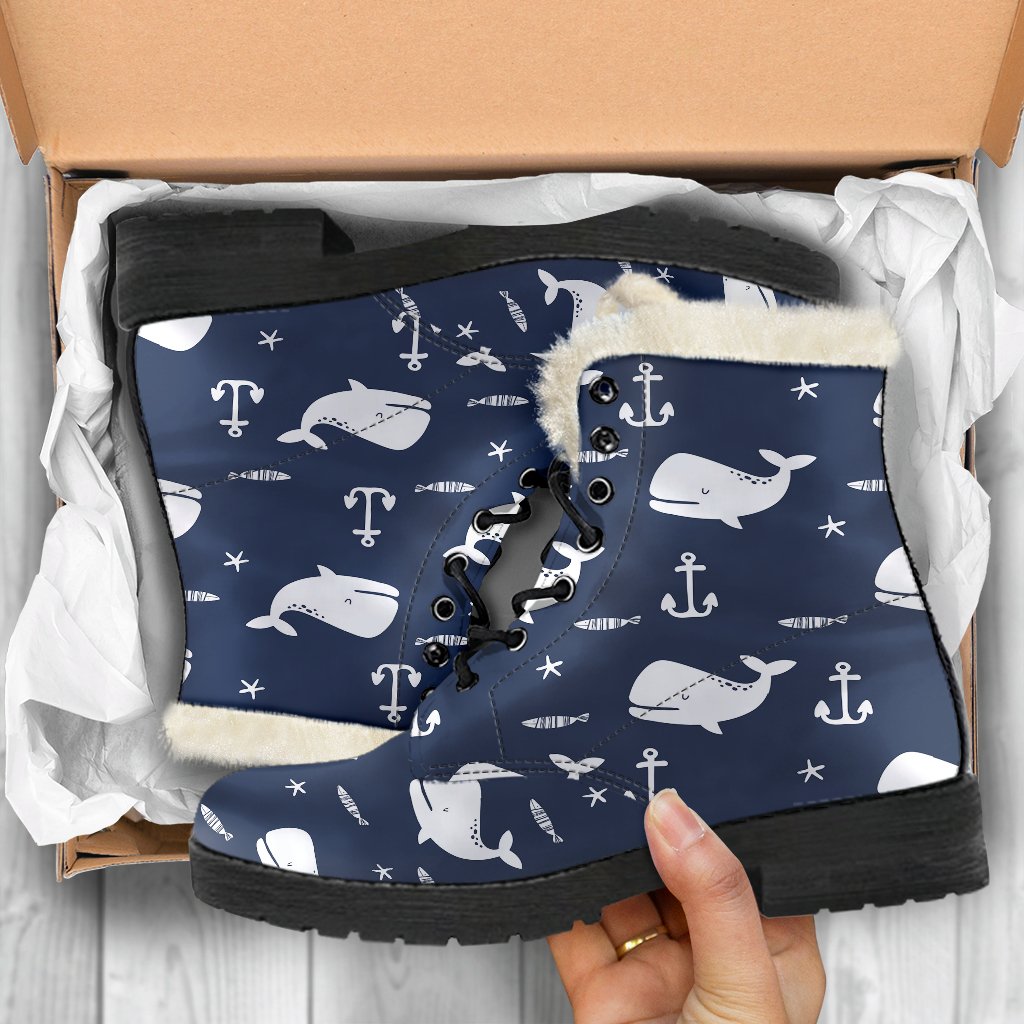 Pattern Print Humpback Whale Comfy Winter Boots-grizzshop