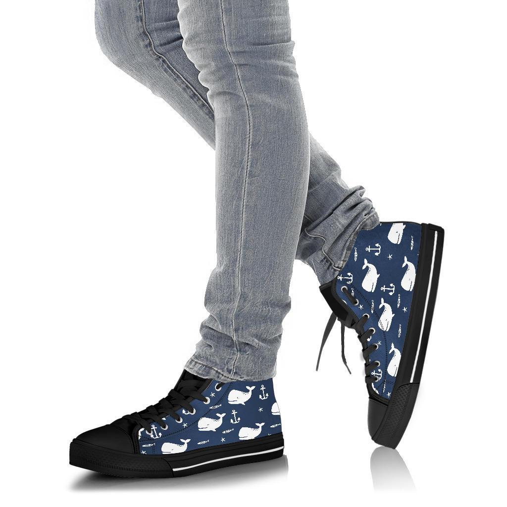 Pattern Print Humpback Whale Men Women's High Top Shoes-grizzshop