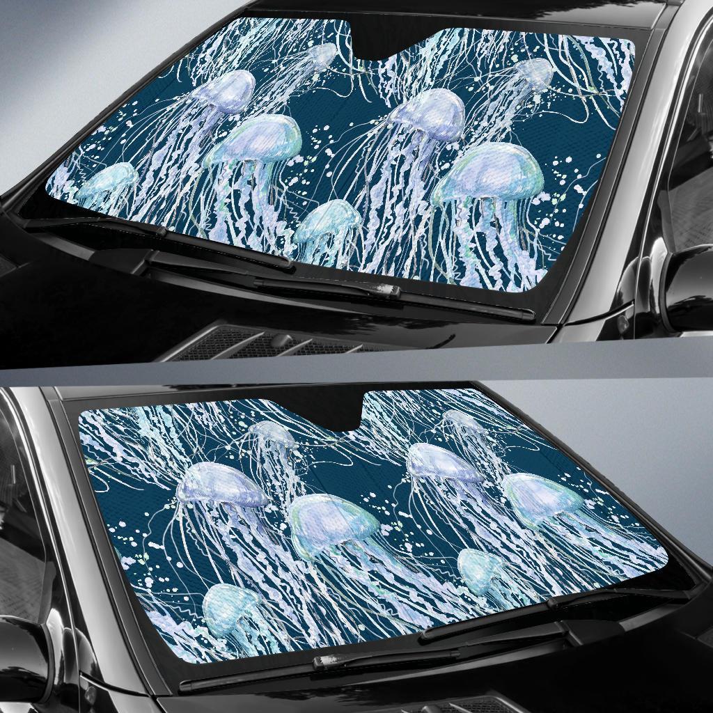 Pattern Print Jellyfish Car Sun Shade-grizzshop