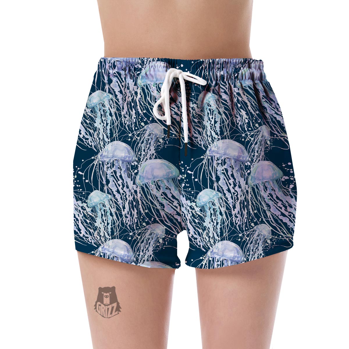 Pattern Print Jellyfish Women's Shorts-grizzshop