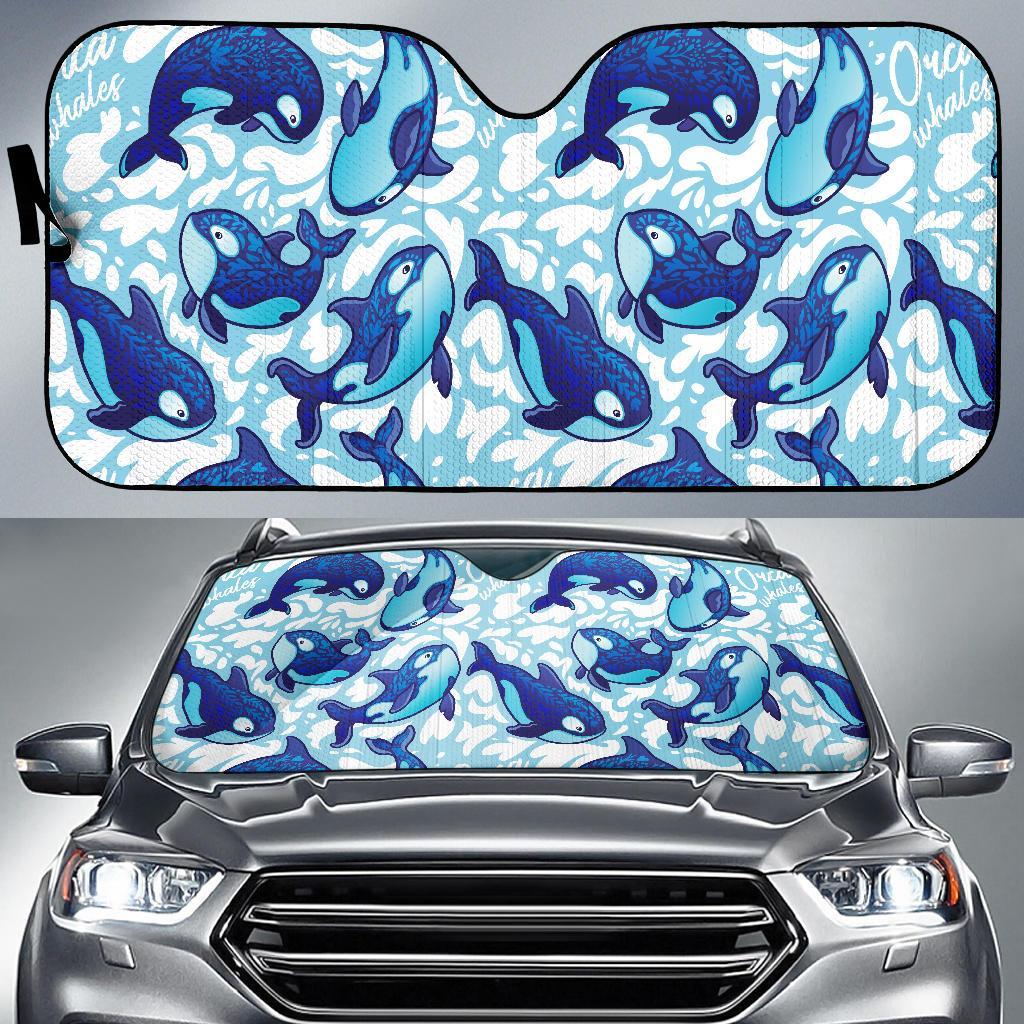Pattern Print Killer Whale Orca Car Sun Shade-grizzshop
