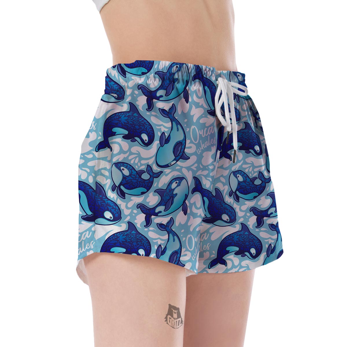 Pattern Print Killer Whale Orca Women's Shorts-grizzshop