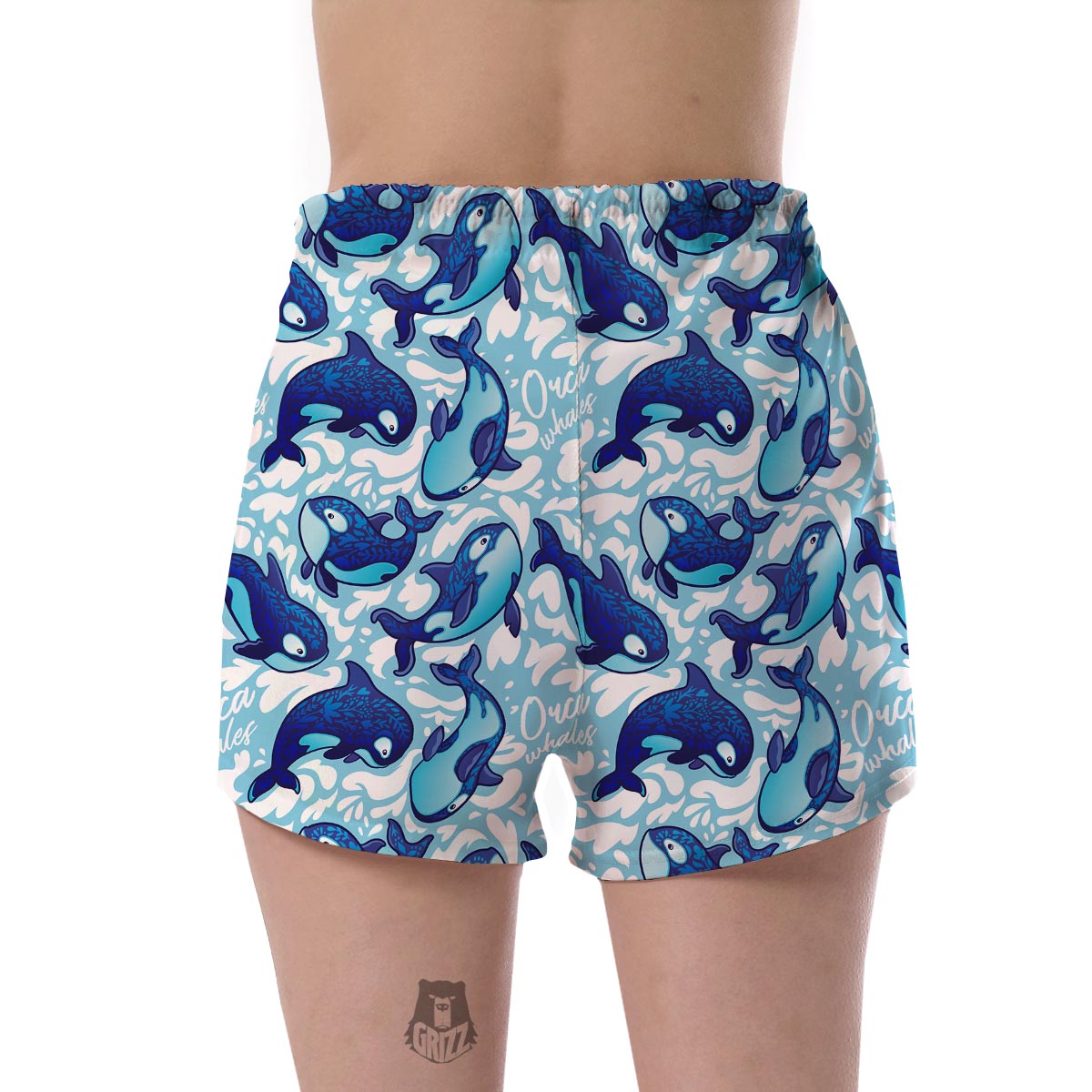 Pattern Print Killer Whale Orca Women's Shorts-grizzshop