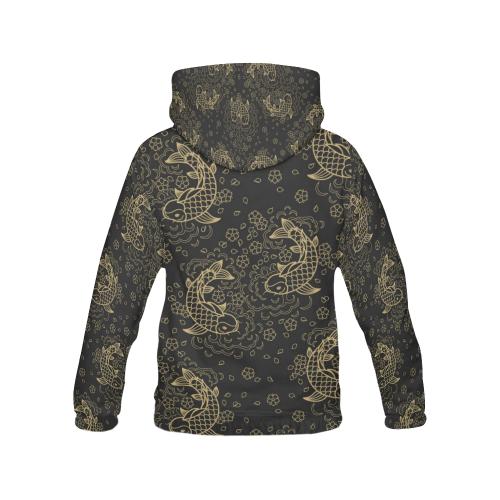 Pattern Print Koi Fish Women Pullover Hoodie-grizzshop