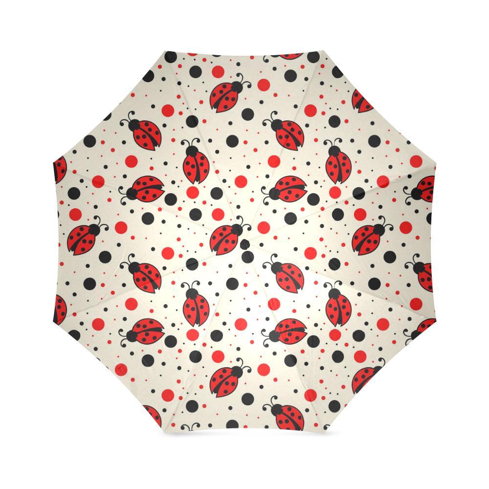 Pattern Print Ladybug Foldable Umbrella-grizzshop