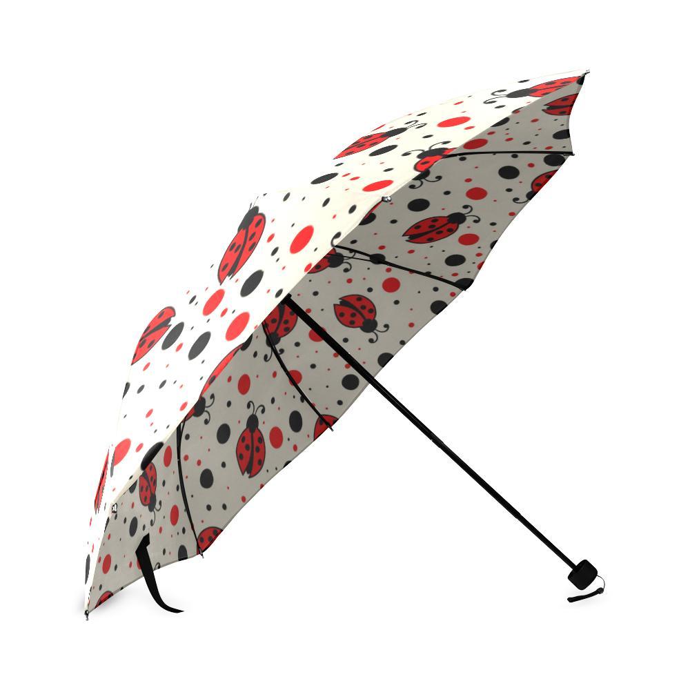 Pattern Print Ladybug Foldable Umbrella-grizzshop