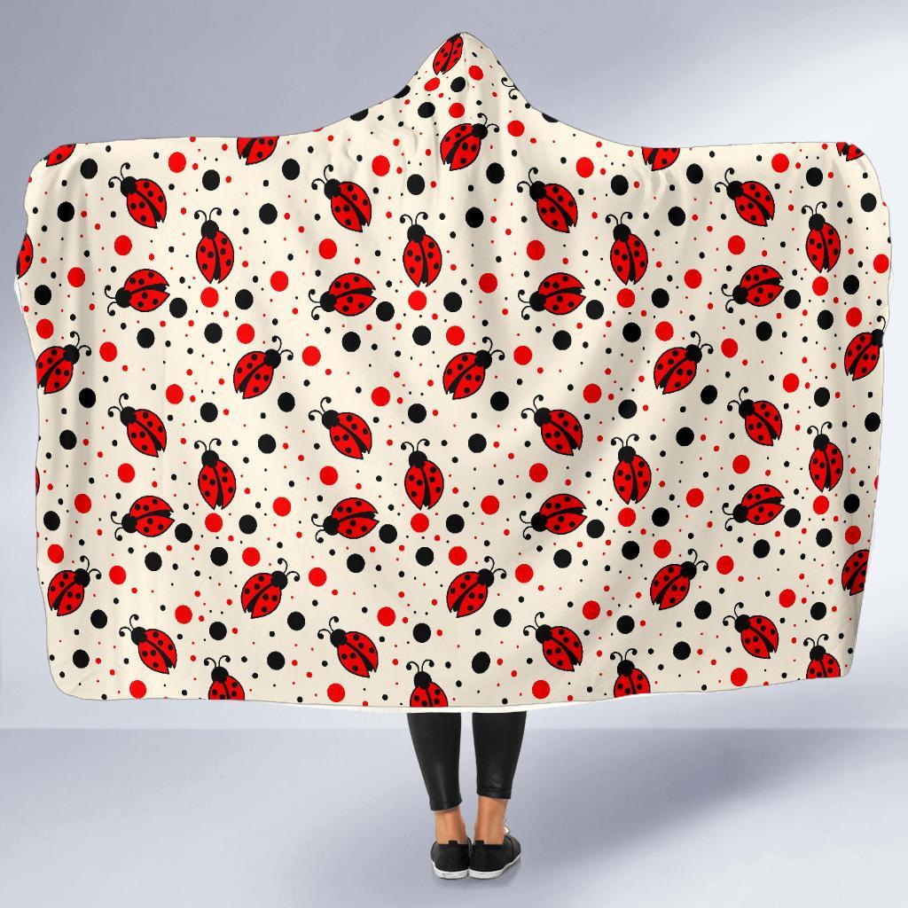Pattern Print Ladybug Hooded Blanket-grizzshop