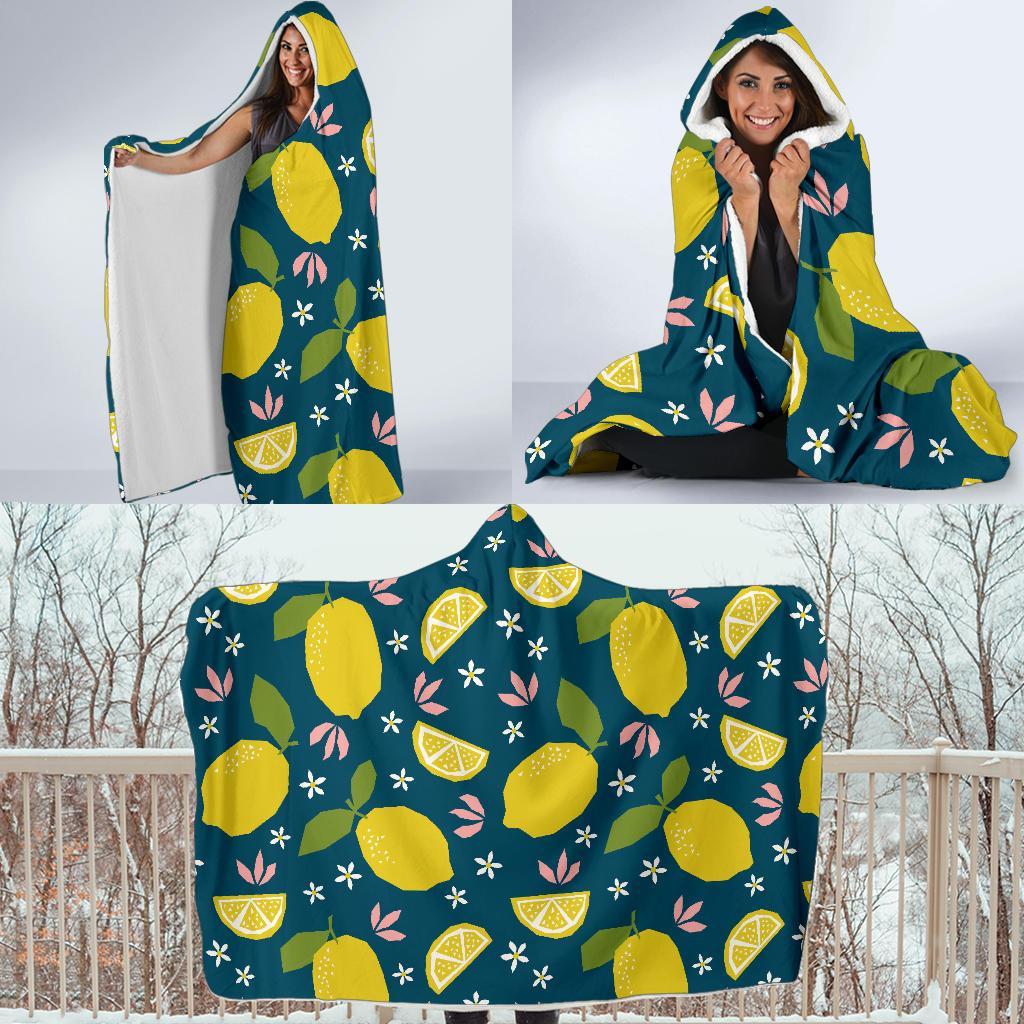 Pattern Print Lemon Hooded Blanket-grizzshop