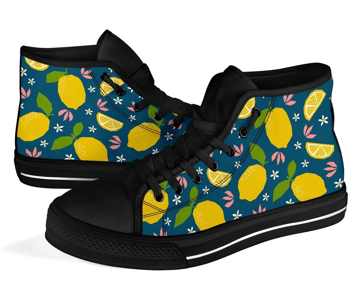 Pattern Print Lemon Men Women's High Top Shoes-grizzshop