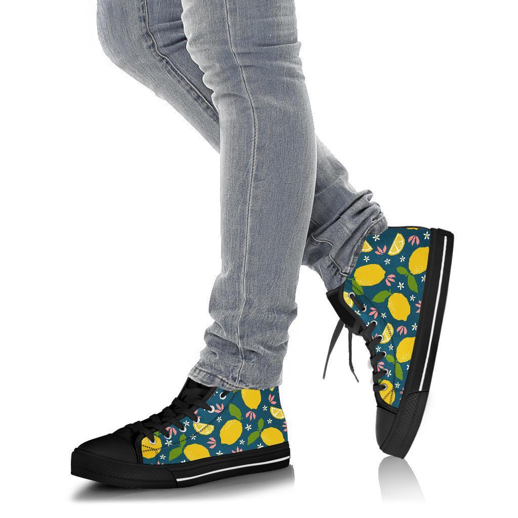 Pattern Print Lemon Men Women's High Top Shoes-grizzshop