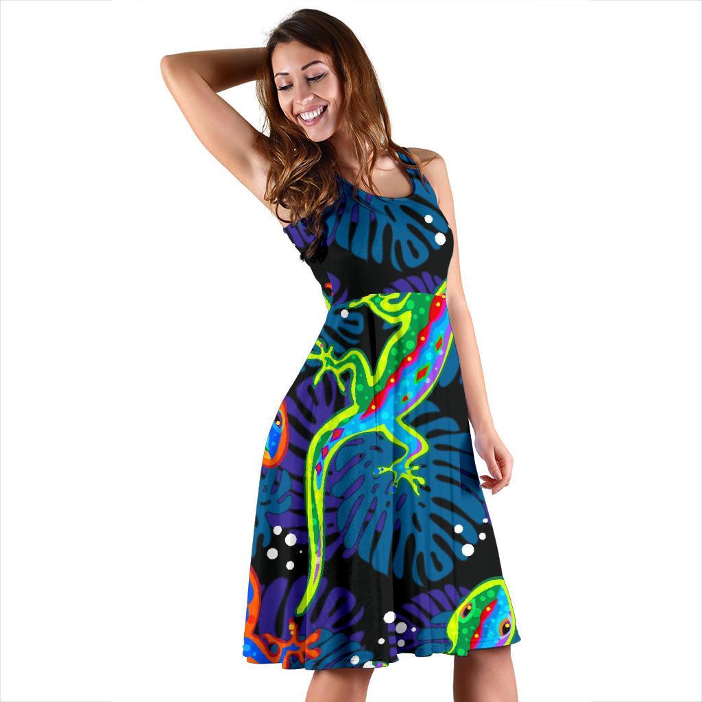 Pattern Print Lizard Dress-grizzshop