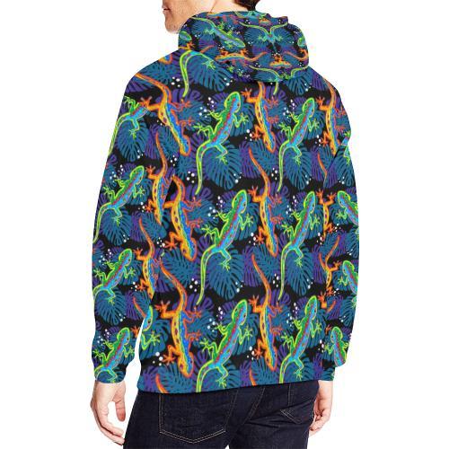 Pattern Print Lizard Men Pullover Hoodie-grizzshop