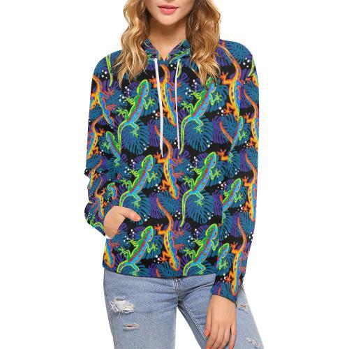 Pattern Print Lizard Women Pullover Hoodie-grizzshop