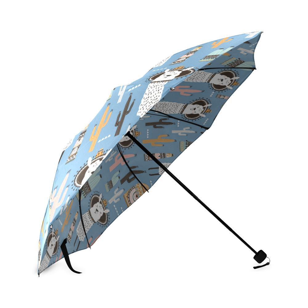 Pattern Print Llama Cactus Foldable Umbrella-grizzshop