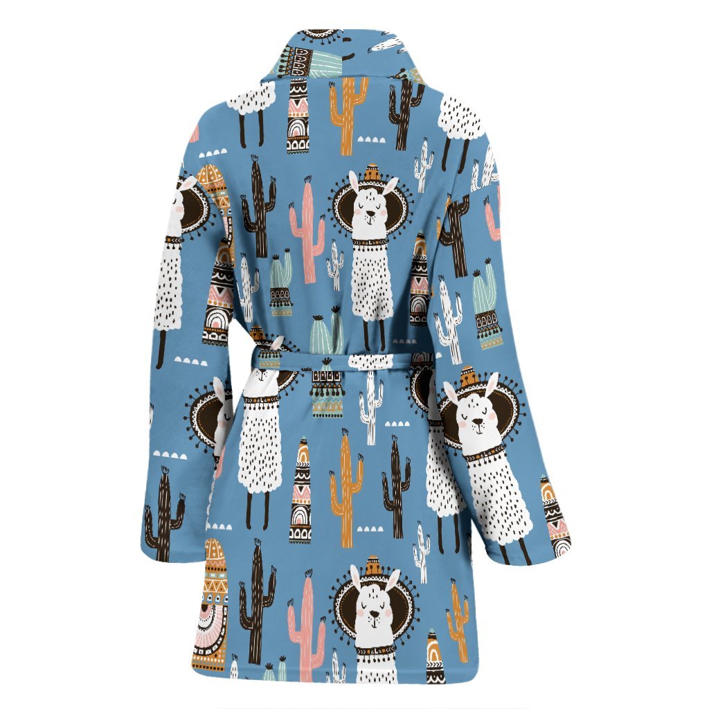 Pattern Print Llama Cactus Women Long Robe-grizzshop
