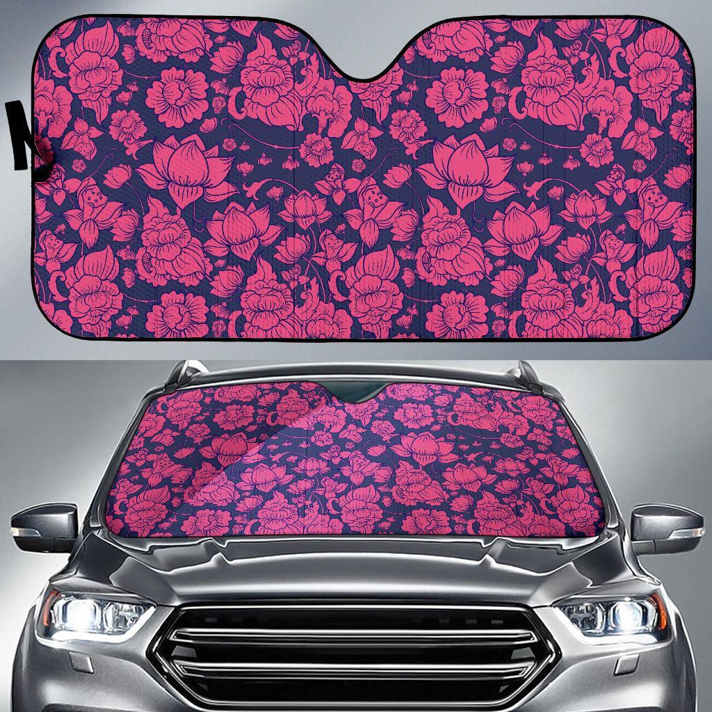 Pattern Print Lotus Car Sun Shade-grizzshop