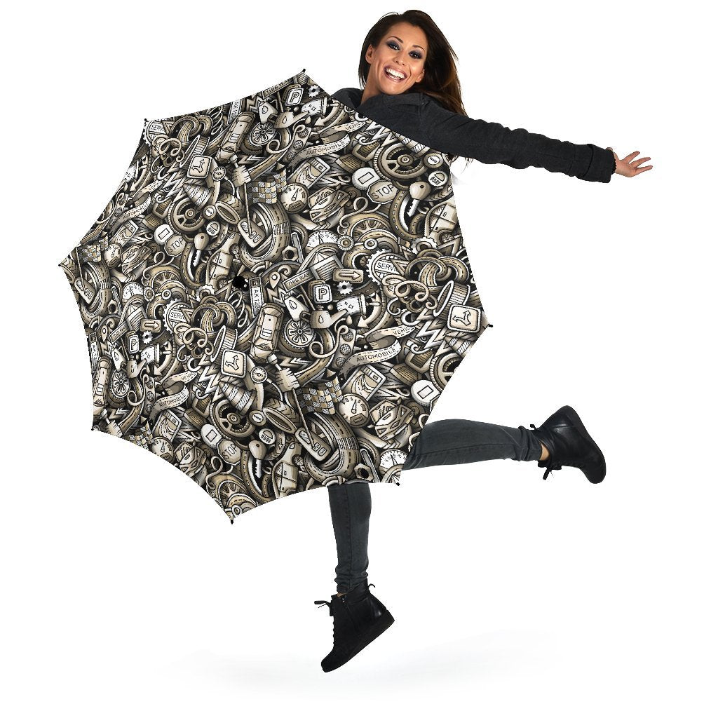 Pattern Print Mechanic Automatic Foldable Umbrella-grizzshop