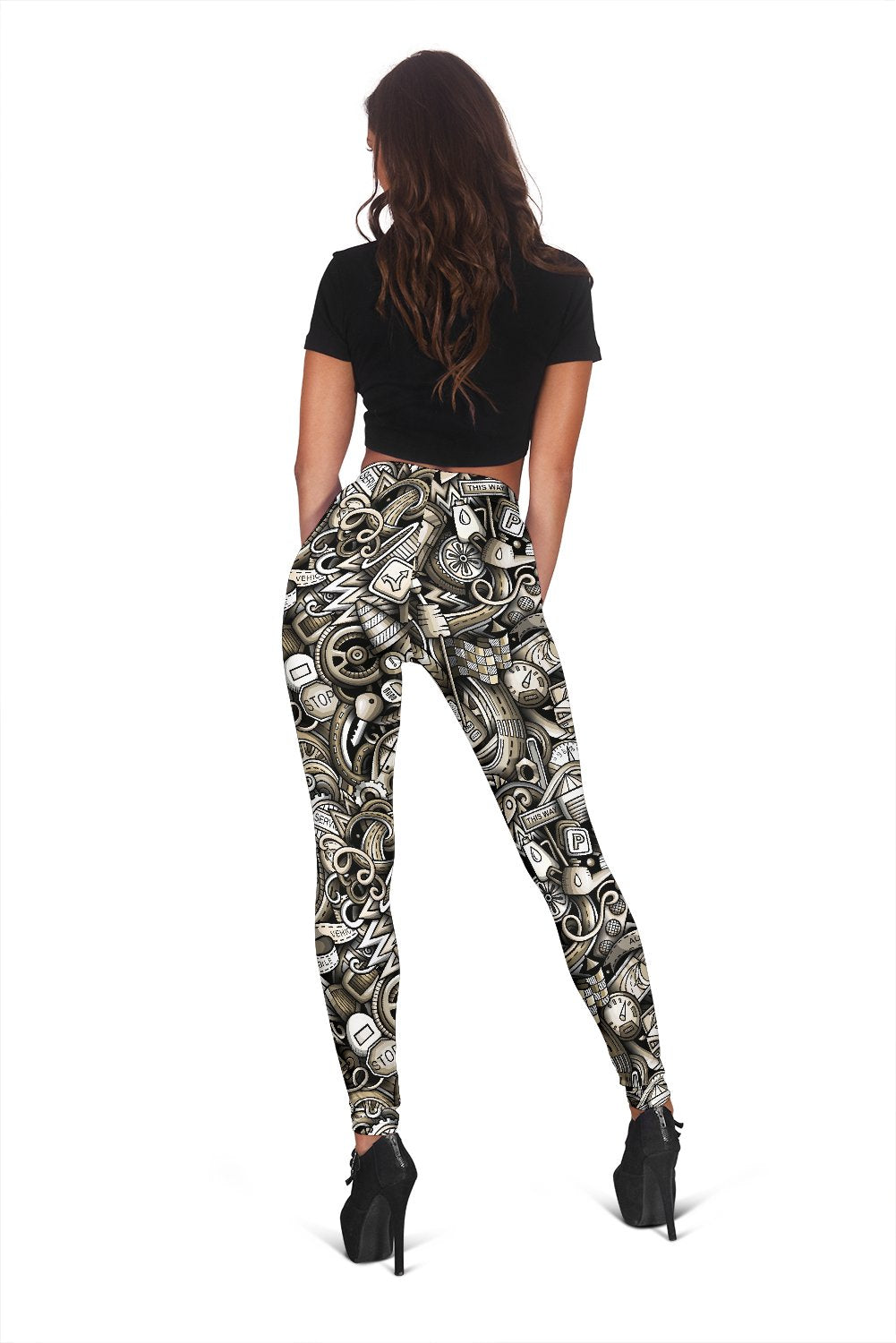 Pattern Print Mechanic Women Leggings-grizzshop