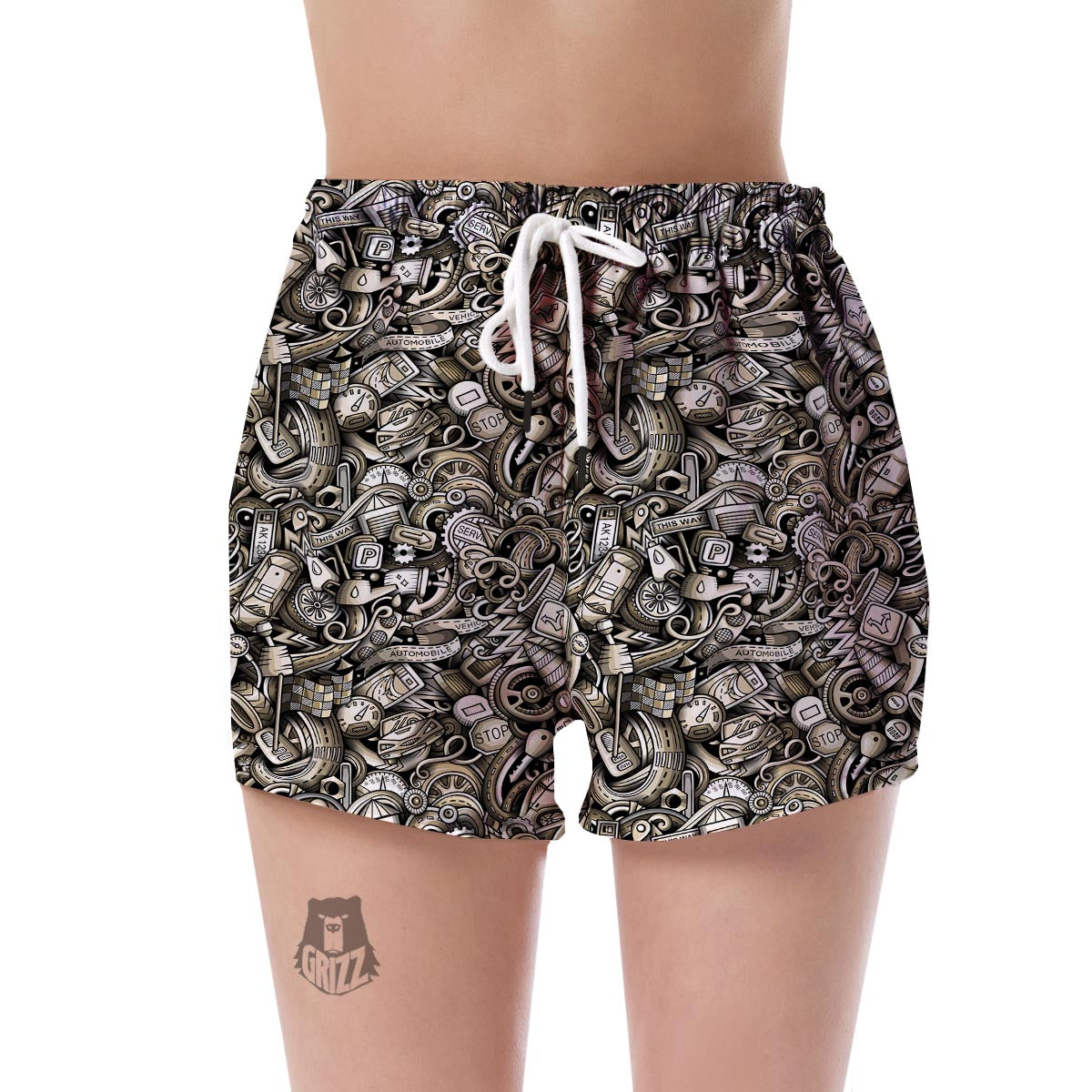Pattern Print Mechanic Women's Shorts-grizzshop