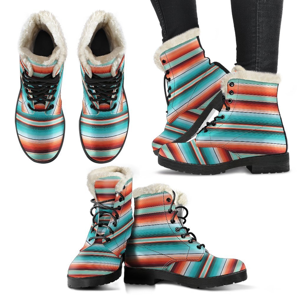 Pattern Print Mexican Blanket Baja Serape Comfy Winter Boots-grizzshop