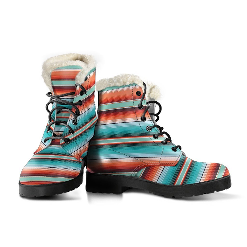 Pattern Print Mexican Blanket Baja Serape Comfy Winter Boots-grizzshop