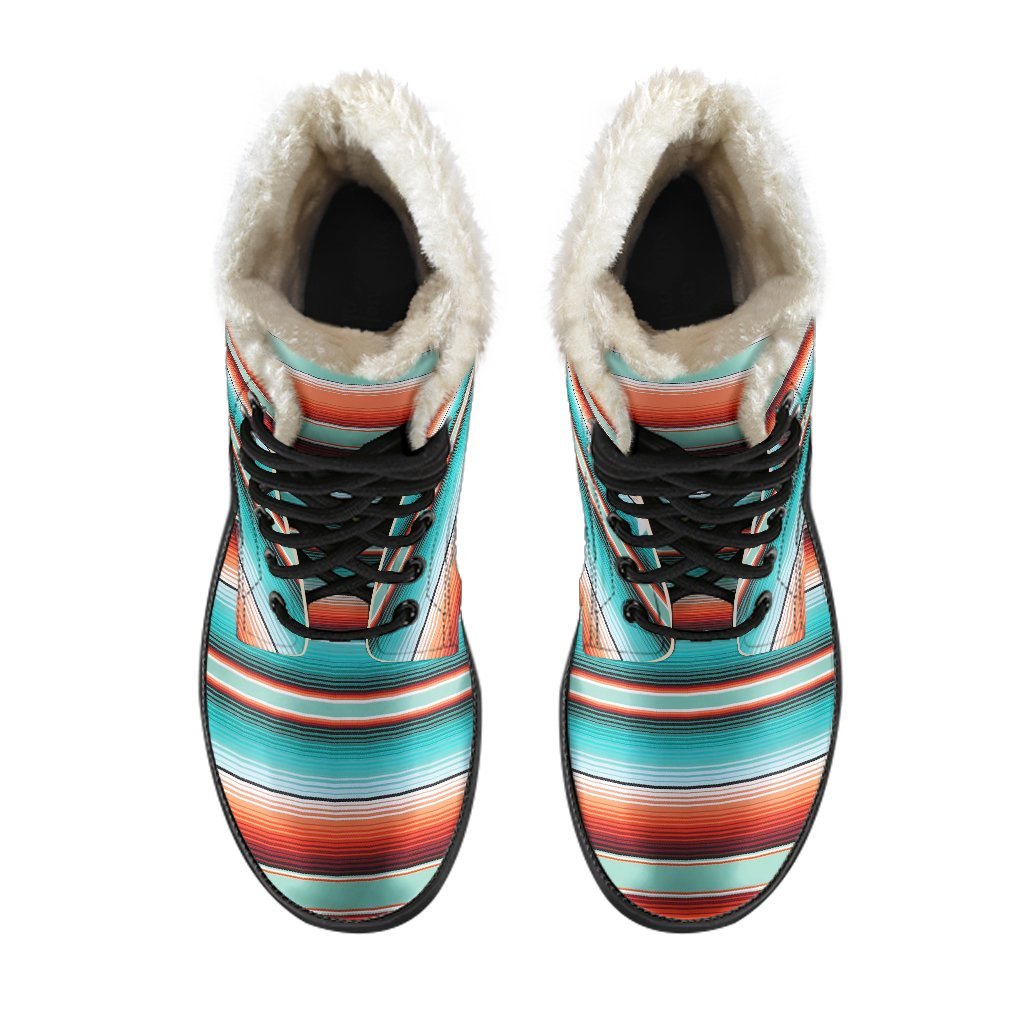 Pattern Print Mexican Blanket Baja Serape Comfy Winter Boots-grizzshop