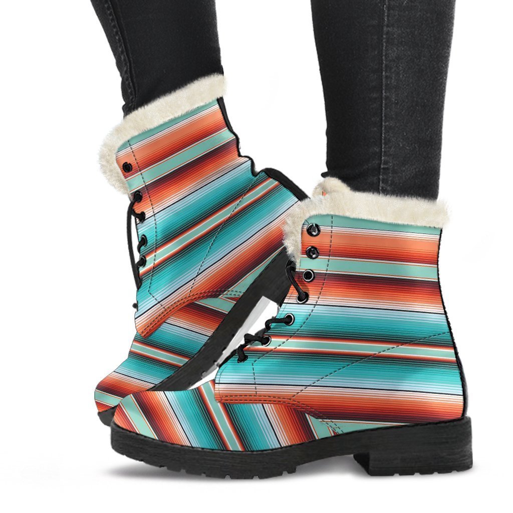 Pattern Print Mexican Blanket Baja Serape Comfy Winter Boots-grizzshop