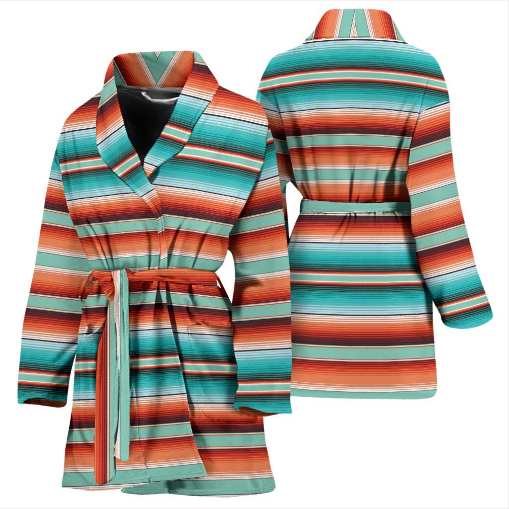 Pattern Print Mexican Blanket Baja Serape Women Long Robe-grizzshop