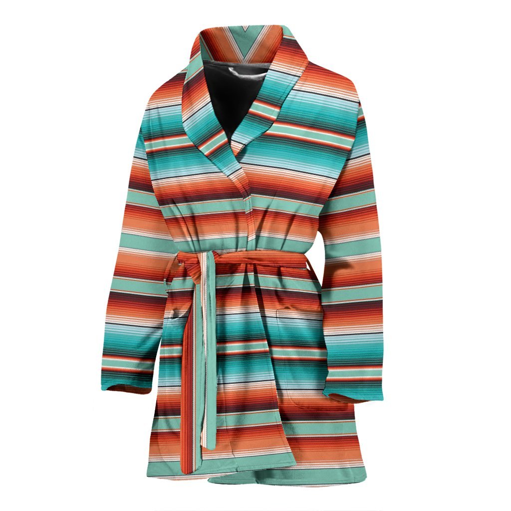 Pattern Print Mexican Blanket Baja Serape Women Long Robe-grizzshop