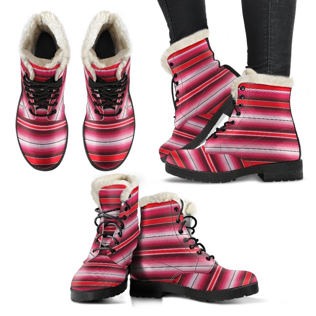 Pattern Print Mexican Serape Blanket Baja Comfy Winter Boots-grizzshop