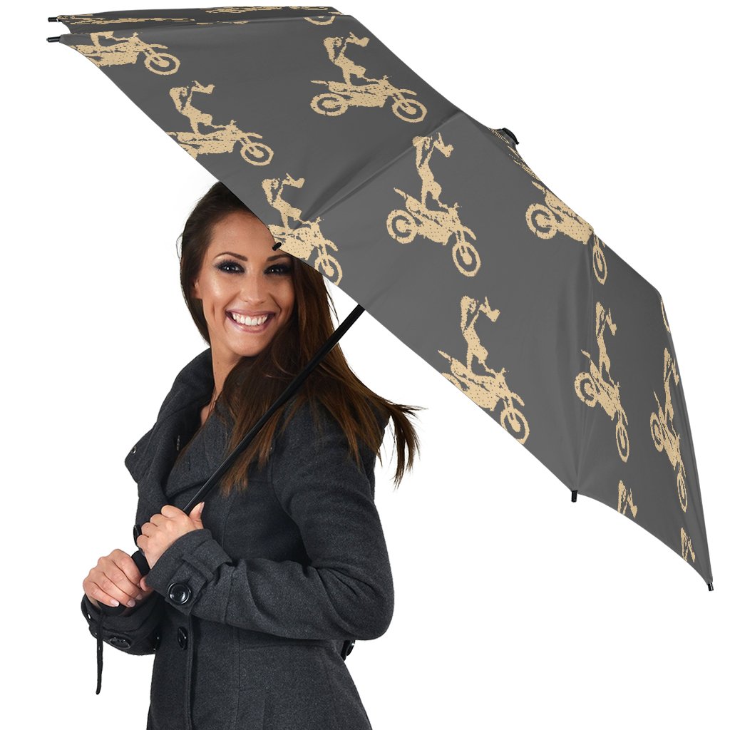 Pattern Print Motocross Automatic Foldable Umbrella-grizzshop