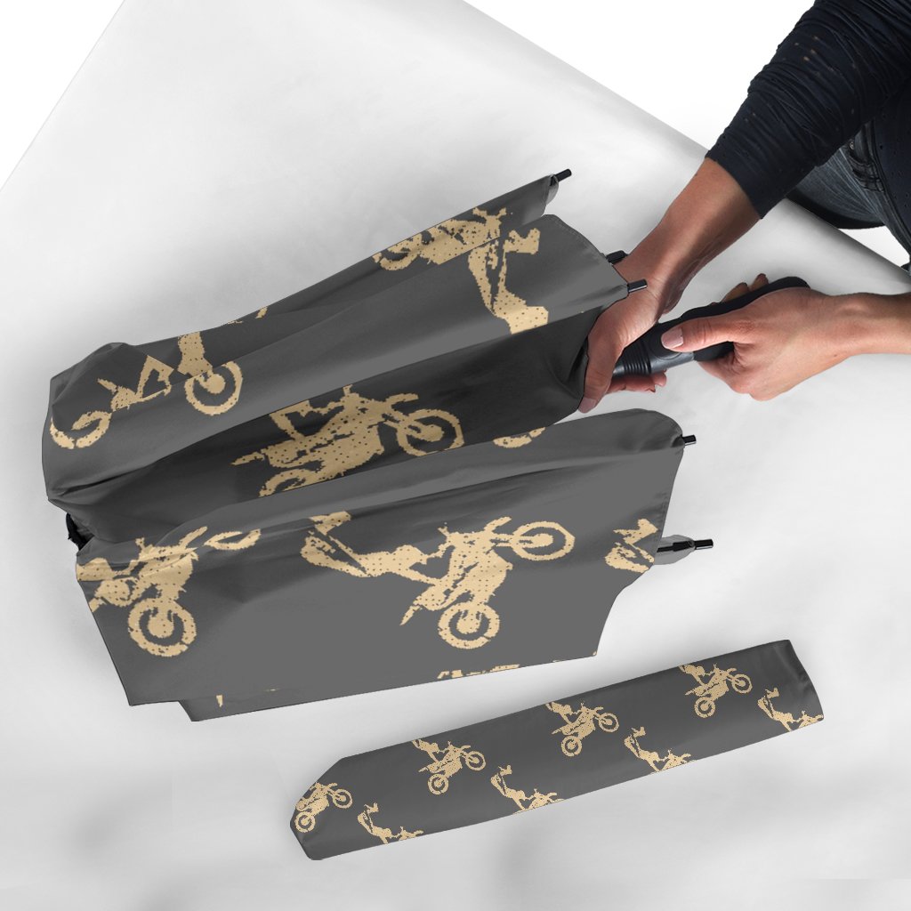 Pattern Print Motocross Automatic Foldable Umbrella-grizzshop